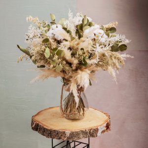 Bouquet De Fleurs Séchées Pampa Et Eucalyptus - 3 Bouquets - Style Bohème - Décoration Intérieure