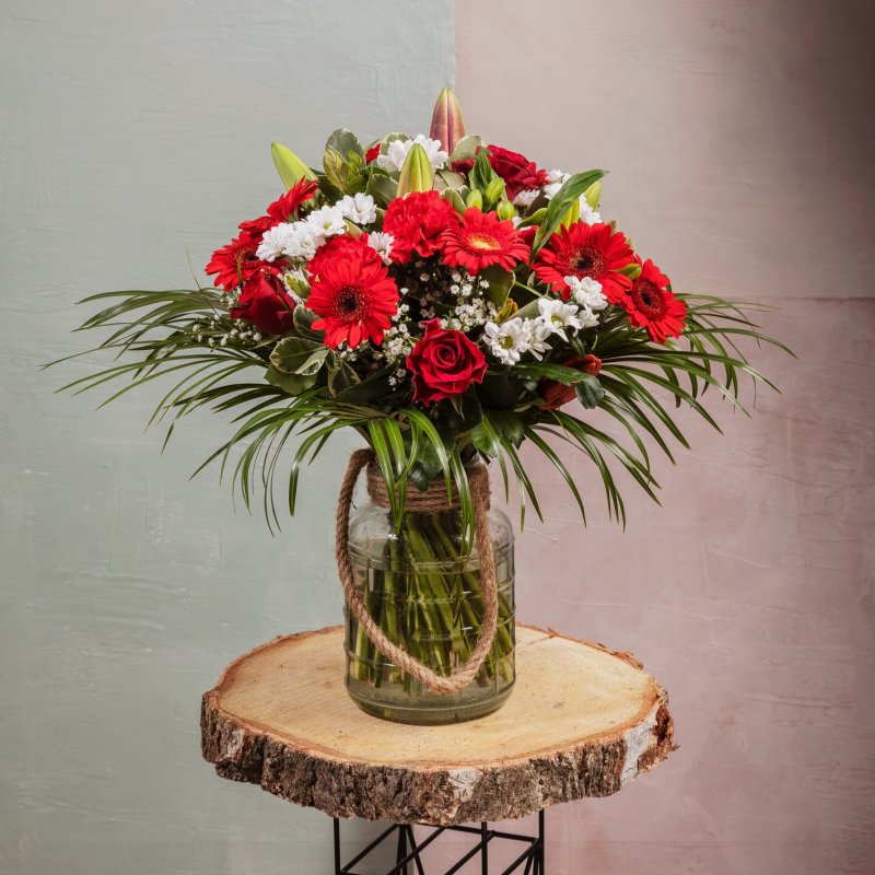 Bouquet Marquise – Bouquet de fleurs rouges et blanches