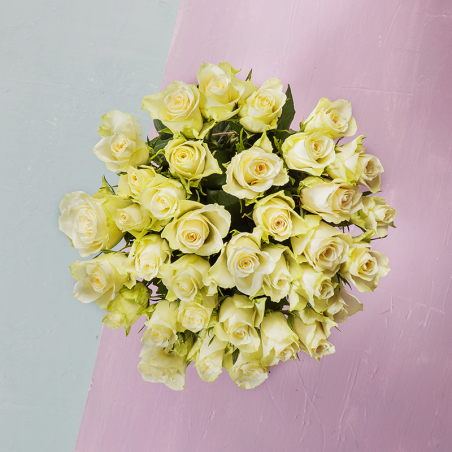 Bouquet de 35 roses blanches