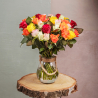 Bouquet de 35 roses multicolores